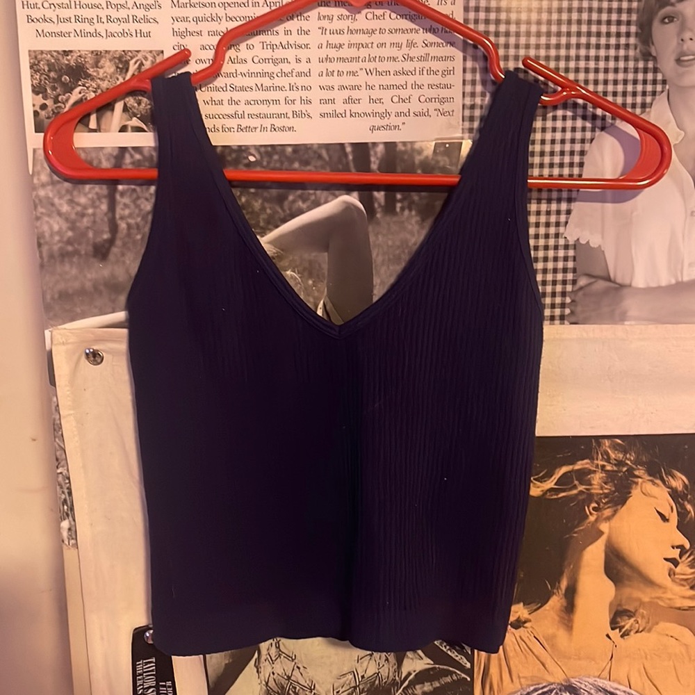 navy cropped tank
